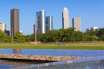 Houston skyline and memorial, Texas