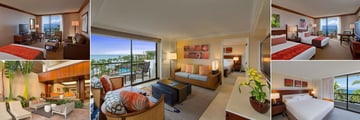 Hyatt Regency Maui Resort & Spa, (clockwise from top left): Oceanfront King Room, Deluxe Ocean Suite, Oceanfront One Queen One Double Room, Oceanfront Suite and Palace Suite
