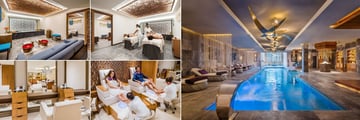 Hyatt Zilara Cancun, (clockwise from top left): Zen Spa Treatment Suite and Couples Treatment, Zen Spa Pool, Zen Spa Pedicure Treatment and Zen Spa Beauty Salon