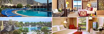 Iberotel Miramar Al Aqah; Main pool, Dana Suite, Al Qasr Suite, Pool looking onto the Beach overview (shown clockwise)