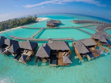 The Sun Siyam Iru Fushi Infinity Water Villa Aeial View
