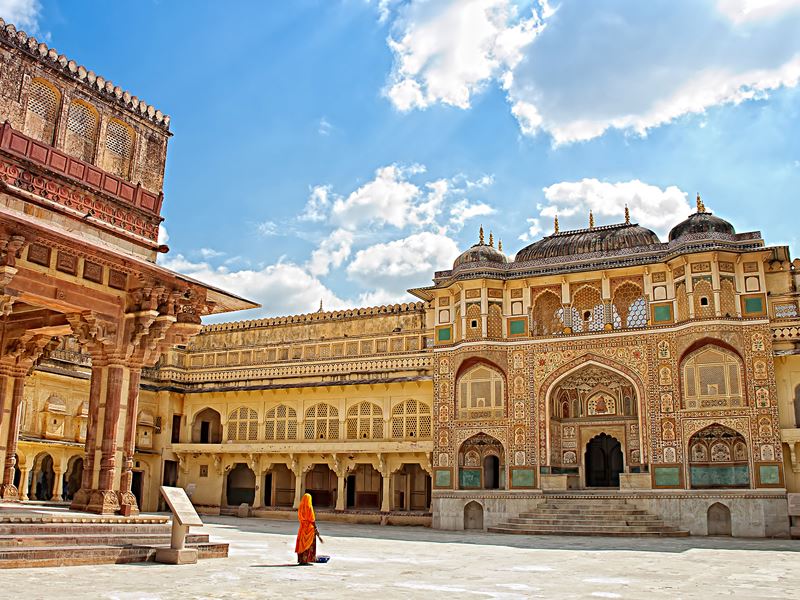 Inside the ornately detailed Amber Fort, Jaipur