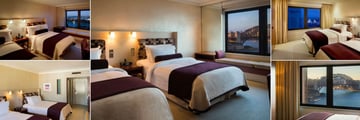 Intercontinental Sydney, (clockwise from top left): Twin Deluxe Eastern Harbour View Room, Twin Harbour Bridge View Room, Deluxe Harbour Executive Suite, Harbour View and Standard Room