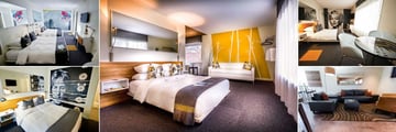 Jupiter Hotel, (clockwise from top left): Jupiter Hotel Rooms: Deuce Double Room, Metro Max Room, Metro Room, Dream Suite Living Area and Lobu Queen Room
