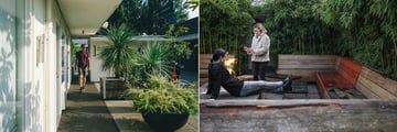 Jupiter Hotel Walkway, Outdoor Seating Area and Fire Pit