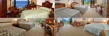 Outrigger Kaanapali Beach Resort, (clockwise from top left): Ocean Front Room, Double Ocean View Room, Junior Suite and Double Molokai Pool View Room