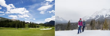 The golf course and walking trails near Kananaskis Mountain Lodge