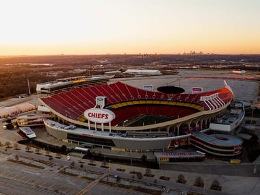 Sunset view of Kansas City Chiefs stadium