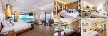 Katathani Phuket Beach Resort, (clockwise from left): Royal Thai Suite, Grand Suite, Deluxe Pool View, Grand Deluxe and Family Suite