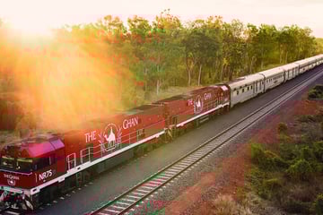 Ghan train going through Katherine