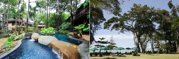 Khao Lak Merlin Resort, Gardens, Pool and Sun Loungers on Lawn