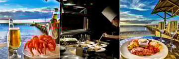 King Prawns at Sunset Bar, Seabelle Restaurant and Cheese Platter at Sunset Bar at Kingfisher Bay Resort - K'Gari