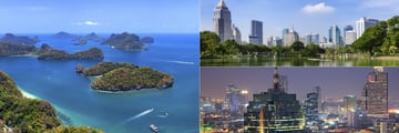 Koh Samui aerial and Bankgok cityscape views