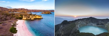 Pink Beach and Mt Kelimutu in Indonesia