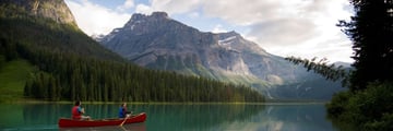 Canoeing along Emerald Lake, Kootenay Rockies