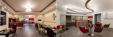 Restaurant and bar area in a hotel