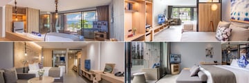 La Vela Khao Lak, (clockwise from top left): Deluxe Seaview, Family Room, Deluxe Oceanside & Deluxe Poolside