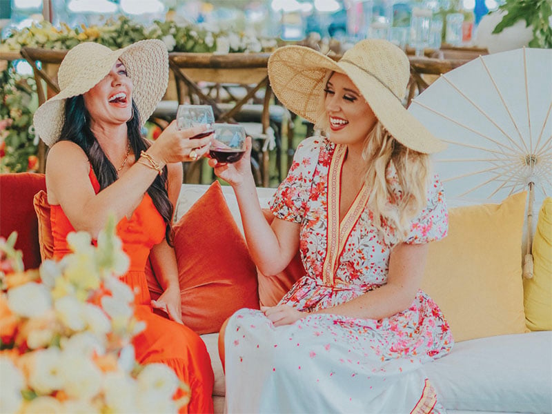 ladies enjoying drinks at panama city beach