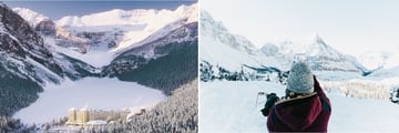Fairmont Chateau Lake Louise in wintertime; Experience snowshoeing