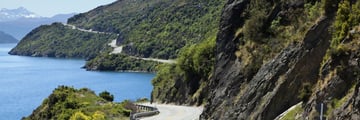Winding coastal roads near Lake Wakatipu