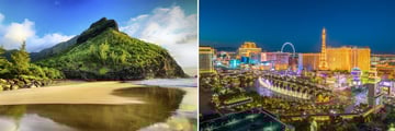Kauai scenery and Las Vegas skyline