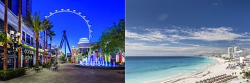 Las Vegas eye and Cancun beachfront