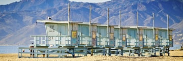The lifeguard watchtowers on Venice Beach