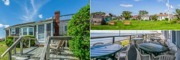 Cottage Exterior, Play Area and Waterfront Restaurant at Lighthouse Inn 