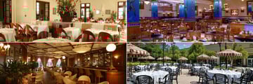 Loews Portofino Bay Hotel at Universal Orlando, (clockwise from top left): Bice Ristorante, Trattoria Del Porto, Restaurant Terrace and Bar American