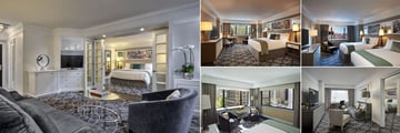 Loews Regency New York, (clockwise from left): Grand Executive Suite, Avenue Room, Luxury Double Room, Executive Suite and Park Avenue Two Bedroom Suite