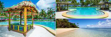 Poolside Daybed, Pool and Beach at Lomani Island Resort
