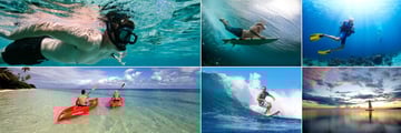 Snorkeling, Body Boarding, Scuba Diving, Sailing, Surfing and Kayaking at Lomani Island Resort