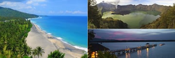 Beach, Rinjani Mountains and Private Jetty at Sunset, Lombok