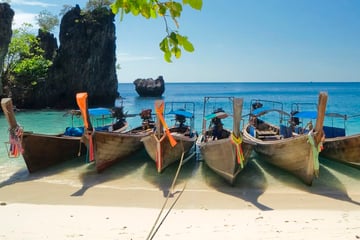 Longtail boats docked in Krabi