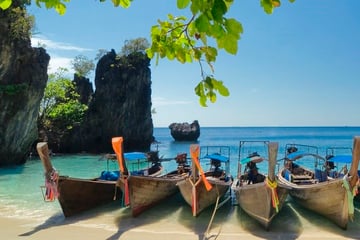 Longtail boats on Krabi beach