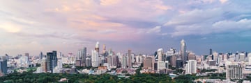 A view of Bangkok's skyline and Lumpini Park