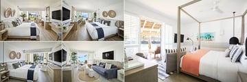 LUX Grand Gaube, (clockwise from top left): Junior Suite, Superior Room, Deluxe Room, Family Room Living Room and Family Room Bedroom