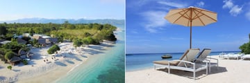 MAHAMAYA Boutique Resort, Gili Meno, Aerial View of Resort and Beach