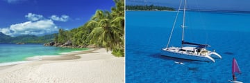 Mahe Beach & Silhouette Dream Cruise boat