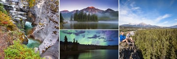 Maligne Canyon, Pyramid Lake, Aurora Borealis & Old Fort Point, Jasper  