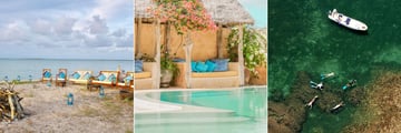 Bomas, pool cabanas and snorkelling at Manda Bay