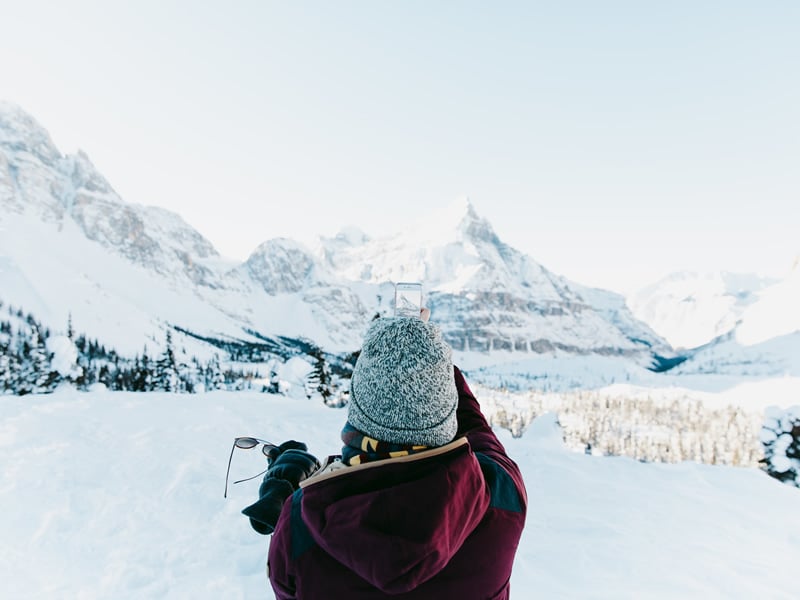 Showshoeing in Marvel Pass, Banff