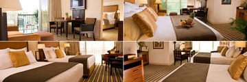 Maui Coast Hotel, (clockwise from top left): One Bed Suite, Junior King Suite, Junior Suite Two Queen Beds and Deluxe Room Two Queen Beds