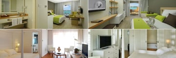 Mauricia Beachcomber Resort & Spa, (clockwise from top left): Standard Beachfront Room, Superior Beachfront Room, Suite and Loft