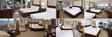 Melia Nassau Beach All Inclusive, (clockwise from top left): Deluxe Pool View, Family Suite, The Level Room, Premium Sea View Room, Classic Island View Room and Romantic Suite