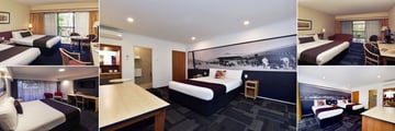 Mercure Alice Springs Resort, (clockwise from top left): Deluxe Room Two Queens with Balcony, Standard Queen Room, Deluxe King Room with Balcony, Standard Twin Room and Superior King Room