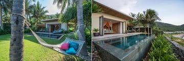 Beachfront Villas (left) and Cliff Villas (right) at Mia Resort, Nha Trang