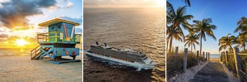 Miami Beach, Celebrity Cruise Ship & Palm-lined passage in the Florida Keys 