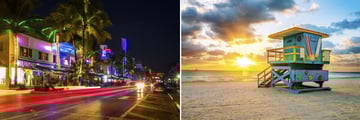 Miami's Art Deco District & Beach at Sunset