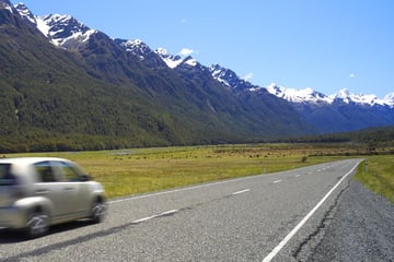Driving through Milford Sound